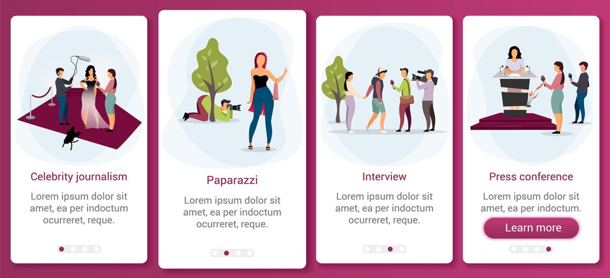 Popular topics onboarding mobile app screen vector template
