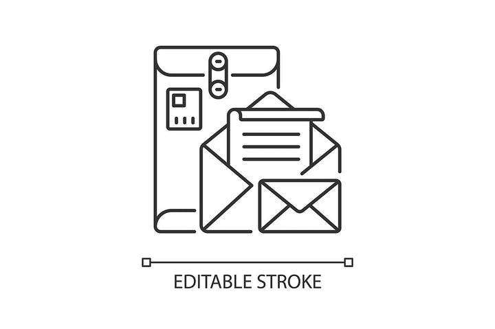 Postal services linear icons set