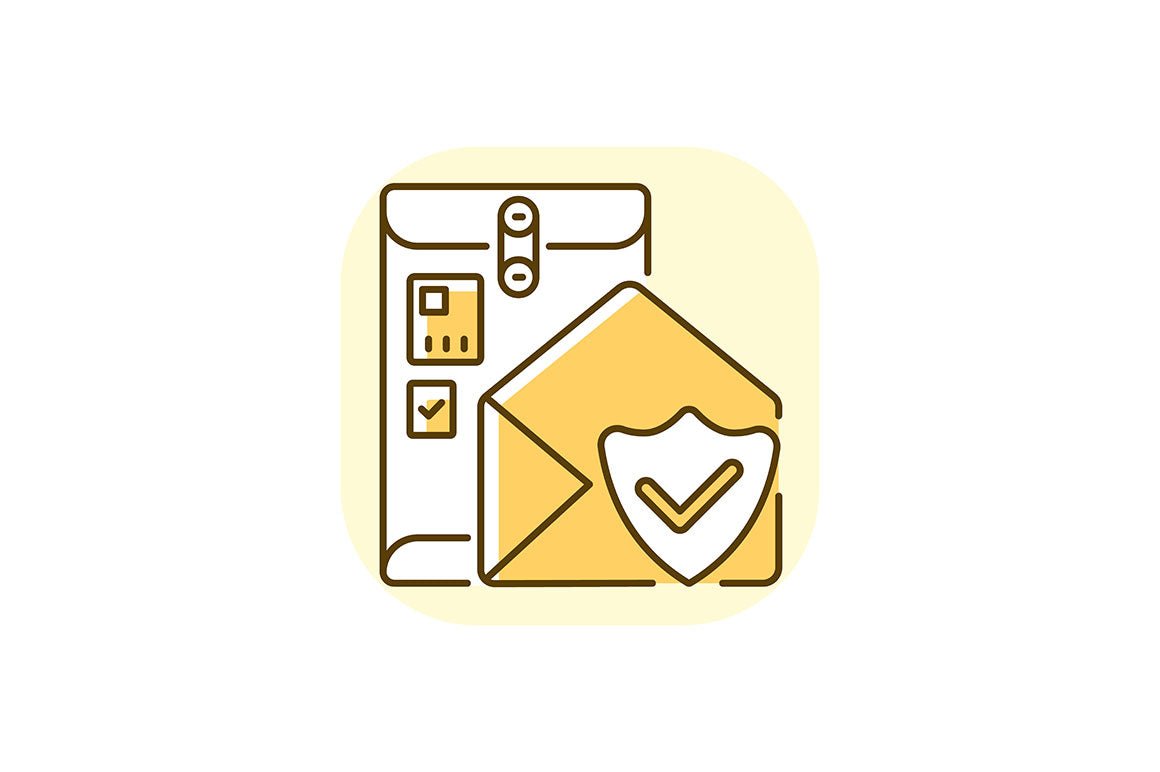 Postal services yellow RGB color icons set