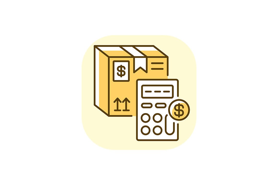 Postal services yellow RGB color icons set