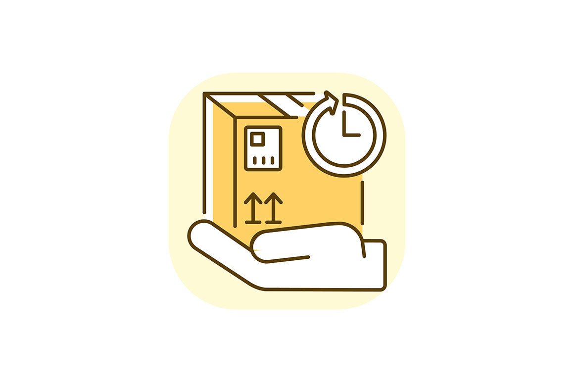 Postal services yellow RGB color icons set