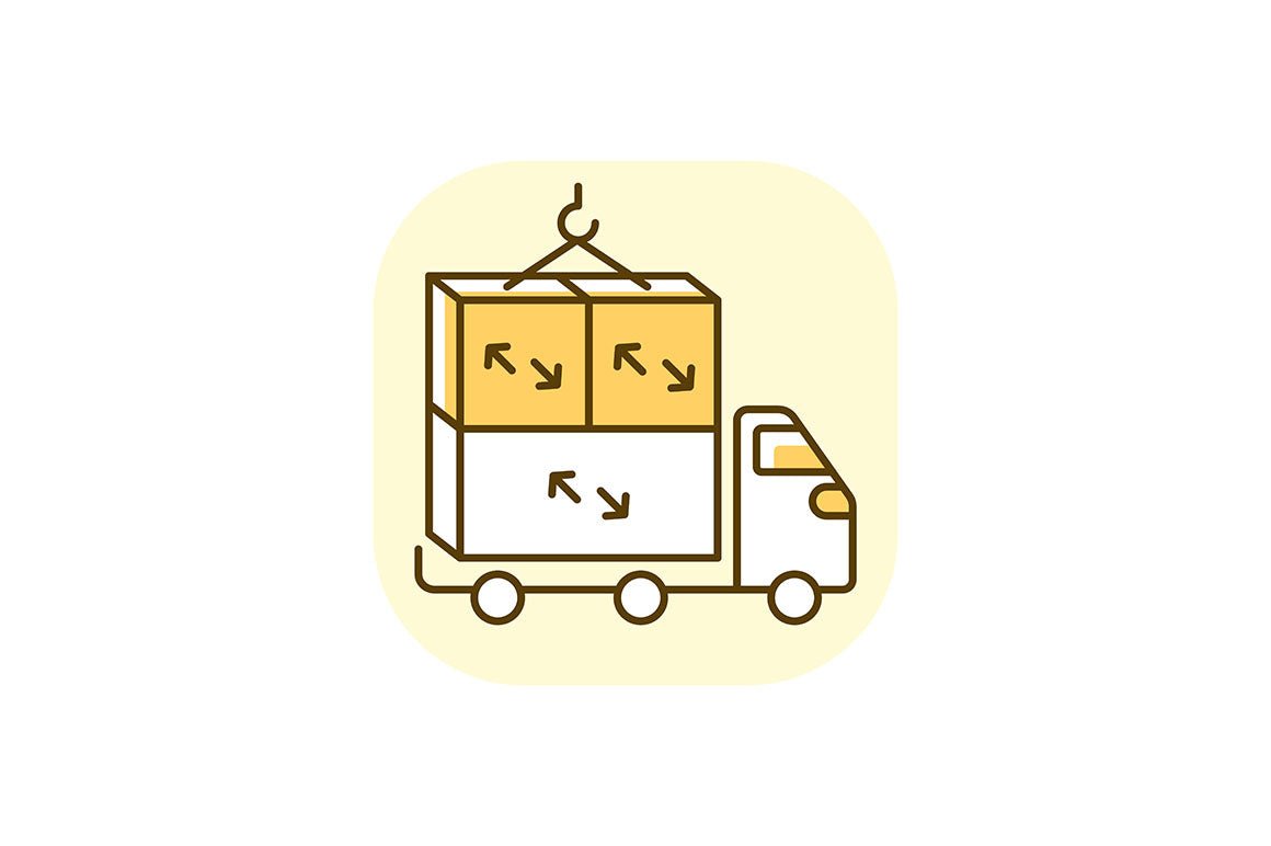 Postal services yellow RGB color icons set