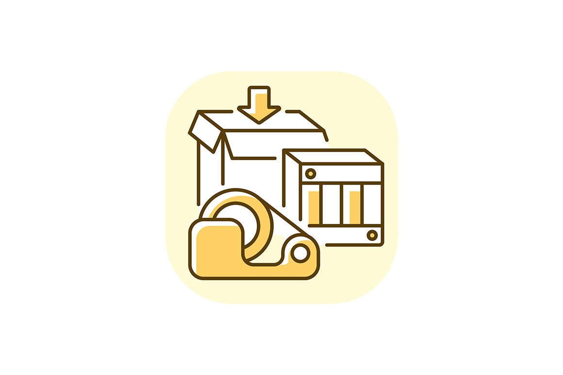Postal services yellow RGB color icons set