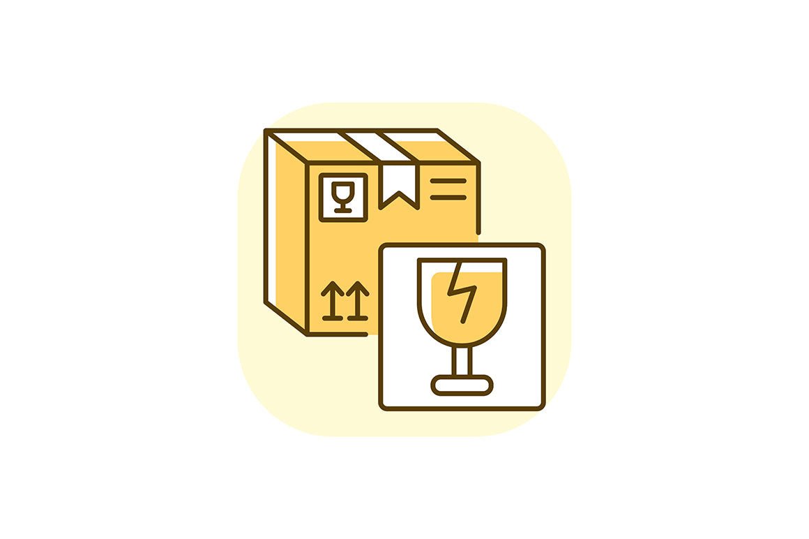 Postal services yellow RGB color icons set