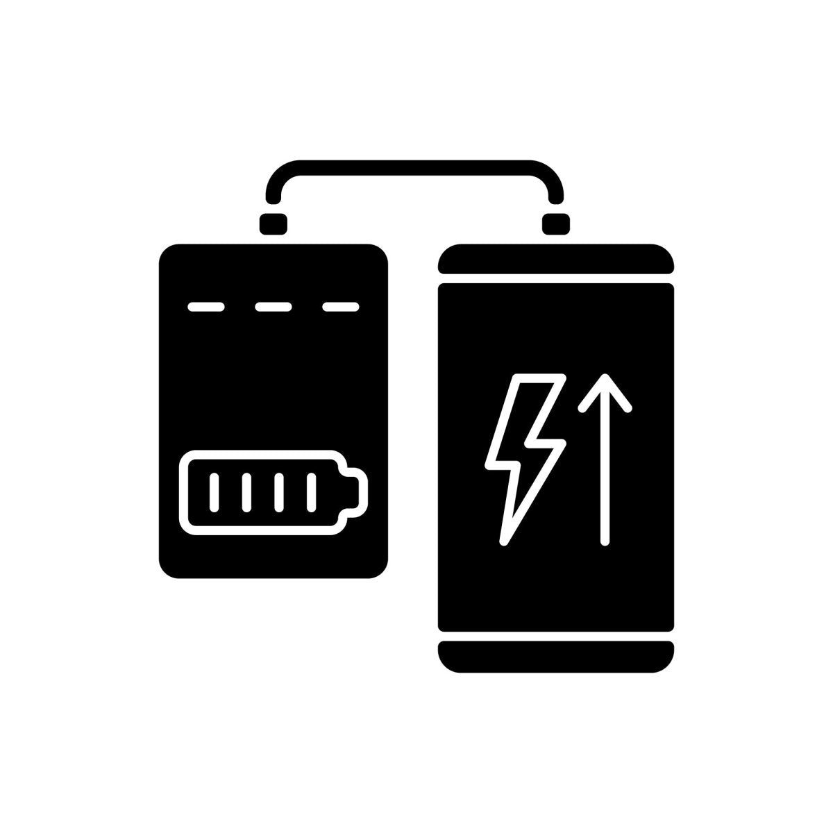 Power bank usage black glyph manual label icons set on white space