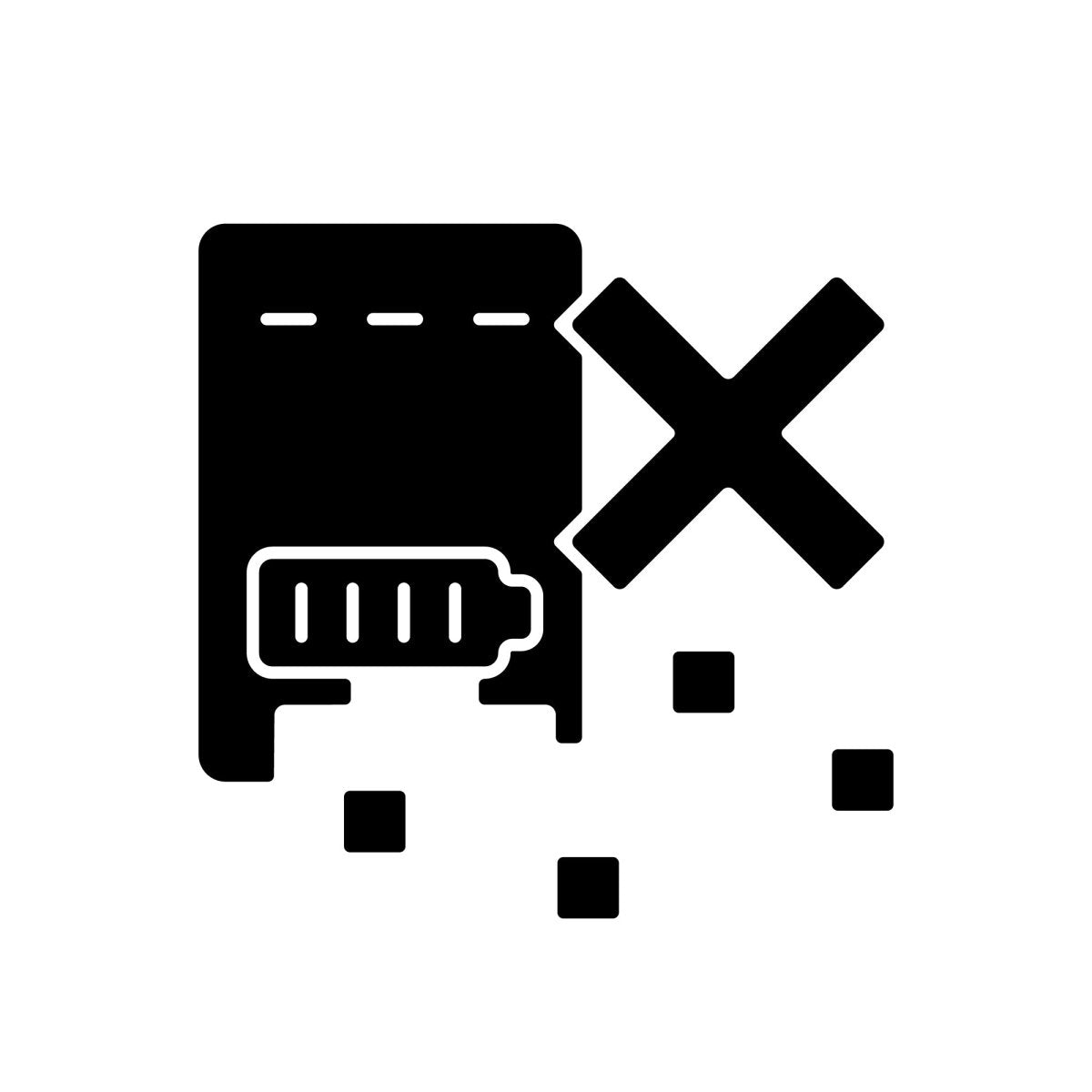 Power bank usage black glyph manual label icons set on white space