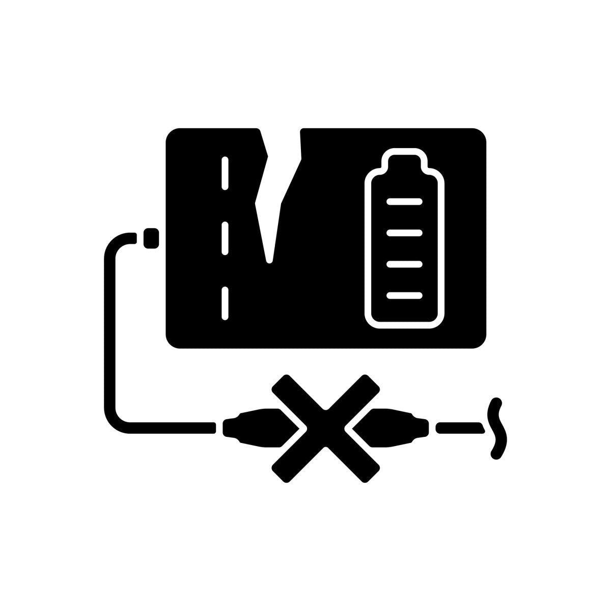 Power bank usage black glyph manual label icons set on white space