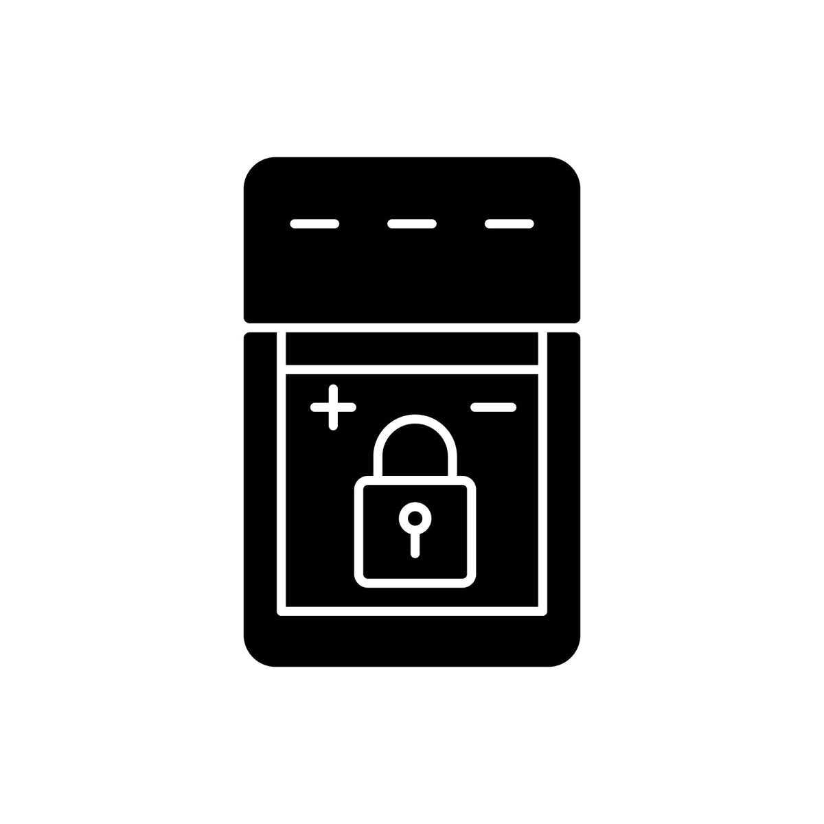 Power bank usage black glyph manual label icons set on white space