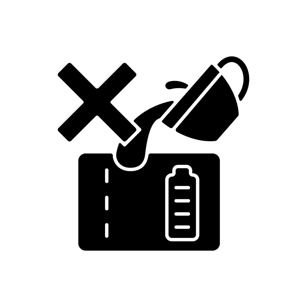 Power bank usage black glyph manual label icons set on white space
