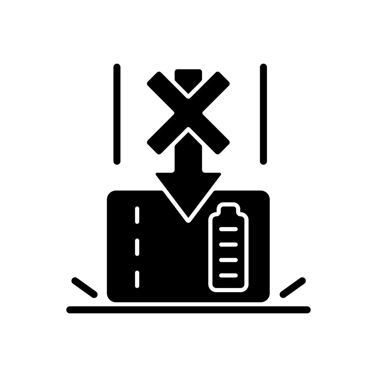 Power bank usage black glyph manual label icons set on white space