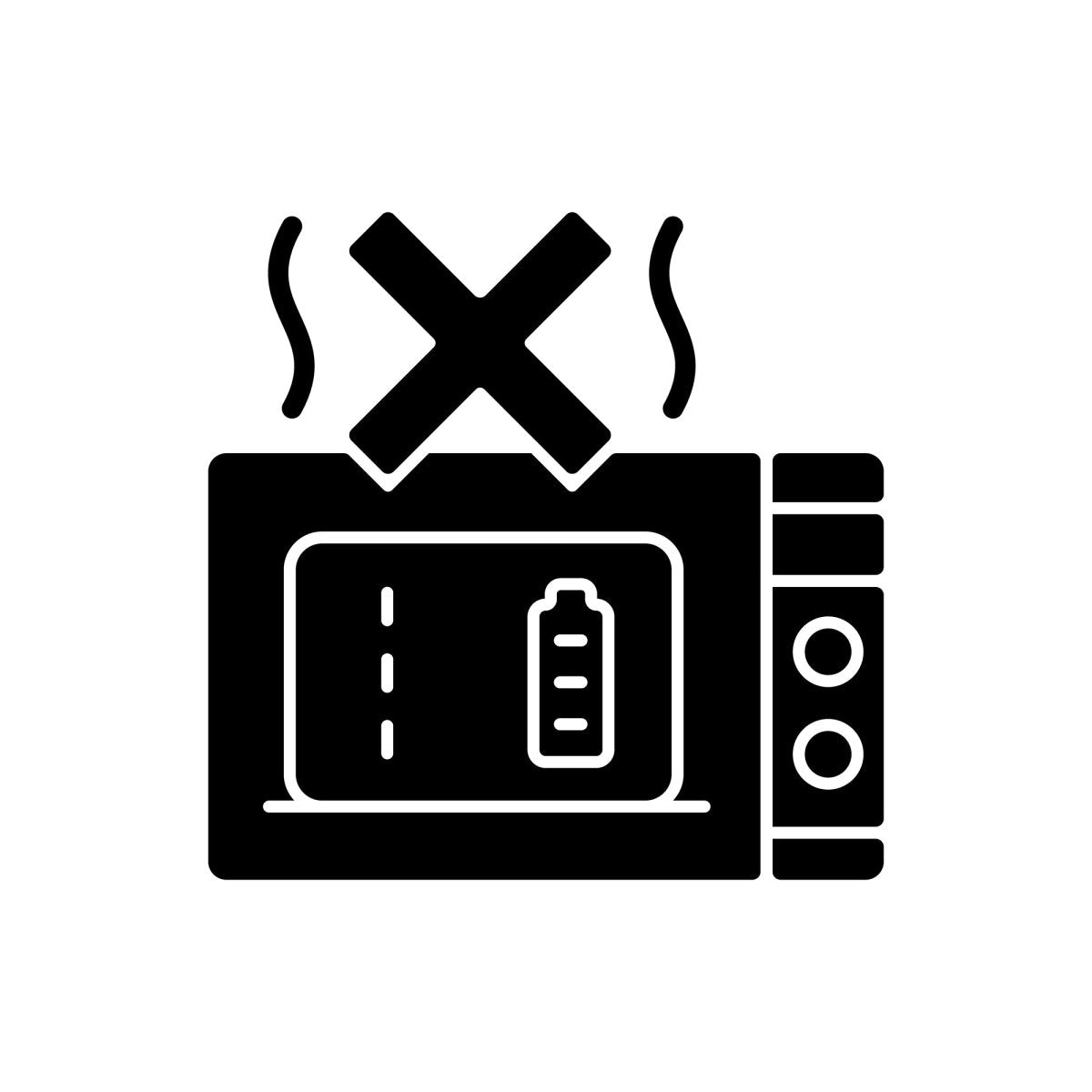 Power bank usage black glyph manual label icons set on white space