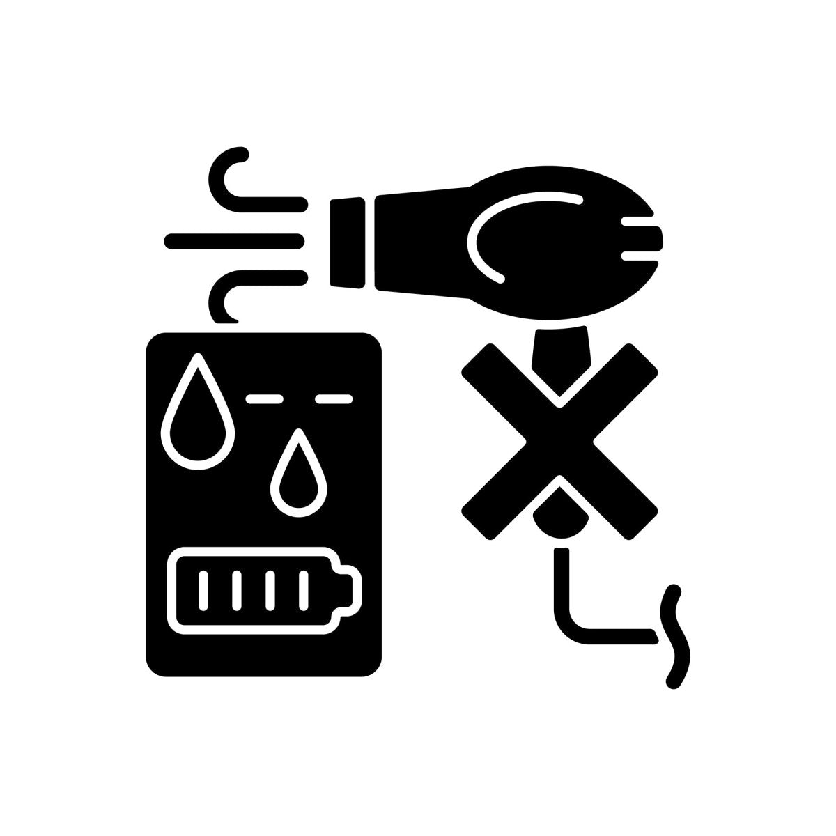 Power bank usage black glyph manual label icons set on white space