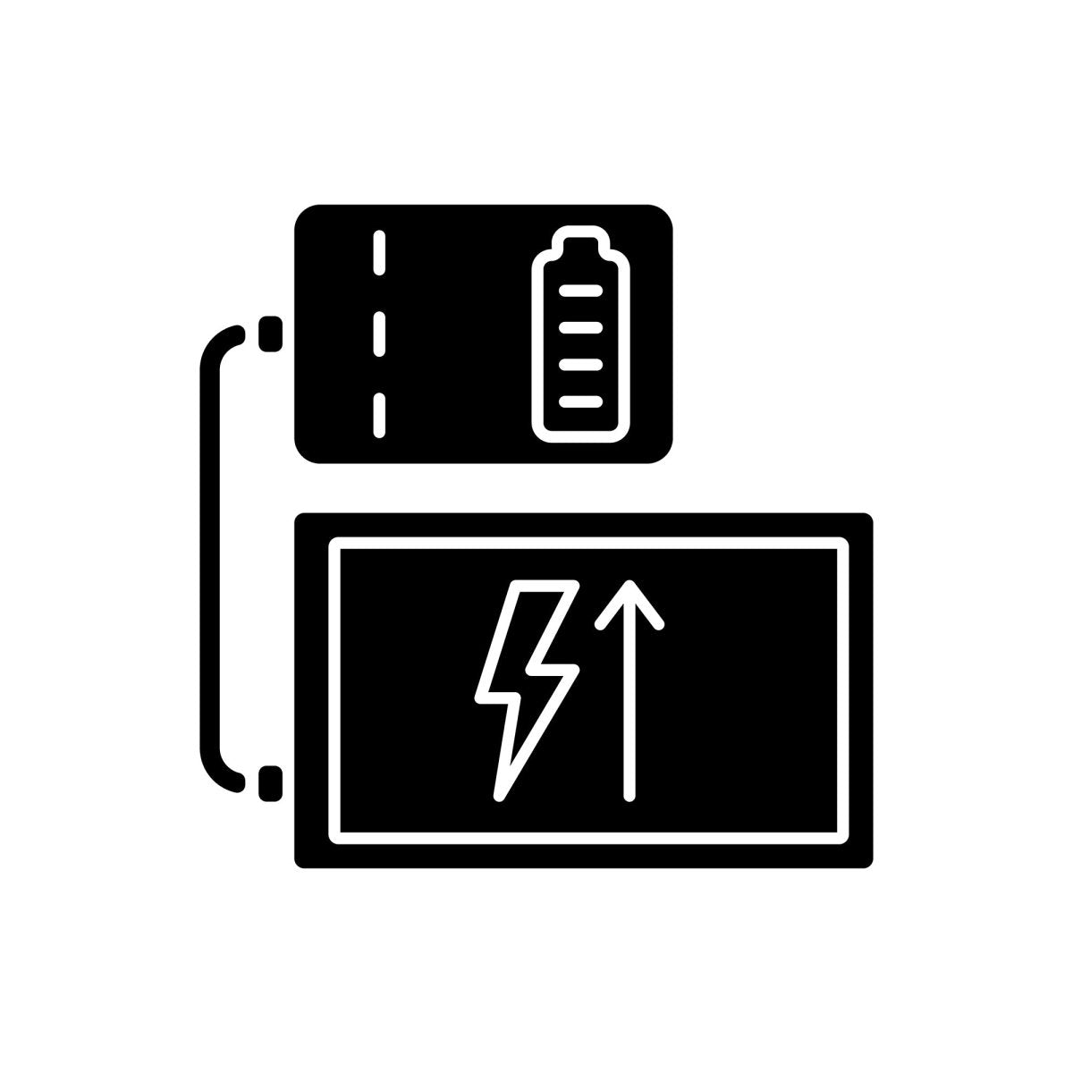 Power bank usage black glyph manual label icons set on white space