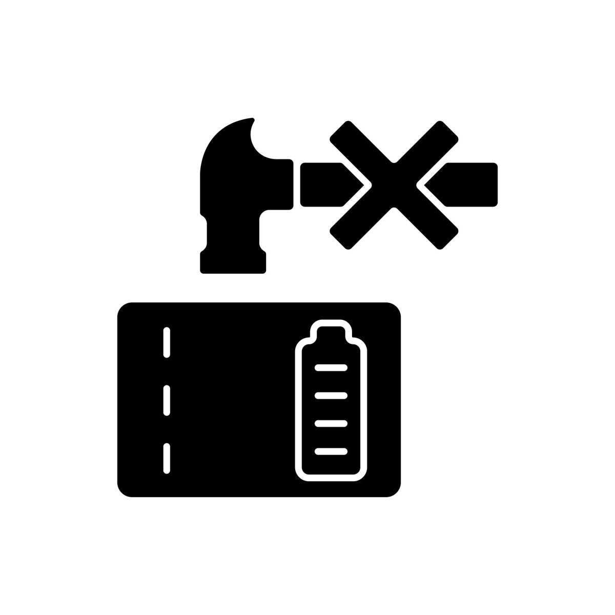 Power bank usage black glyph manual label icons set on white space