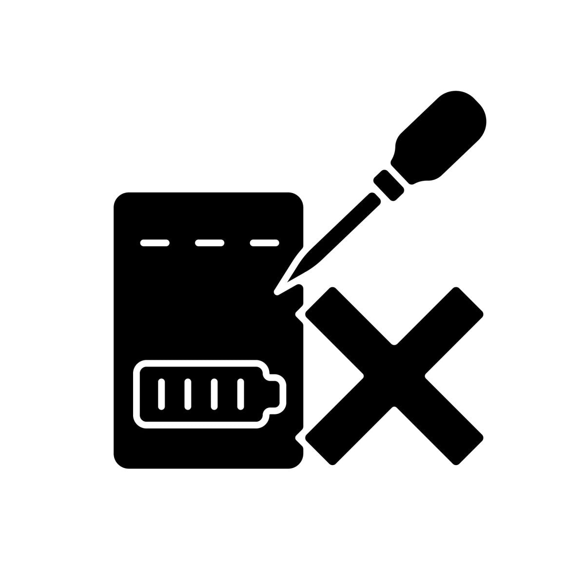 Power bank usage black glyph manual label icons set on white space