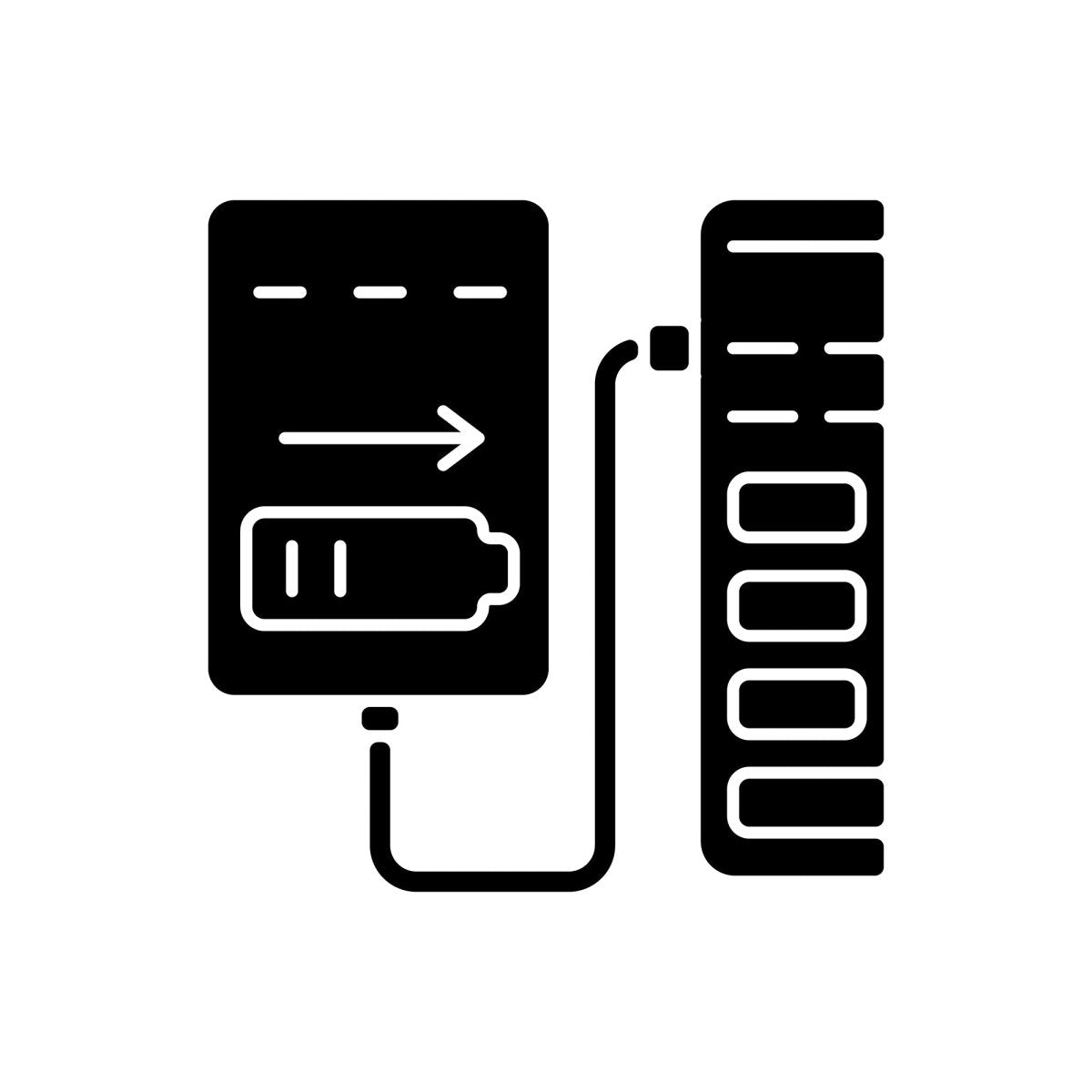 Power bank usage black glyph manual label icons set on white space
