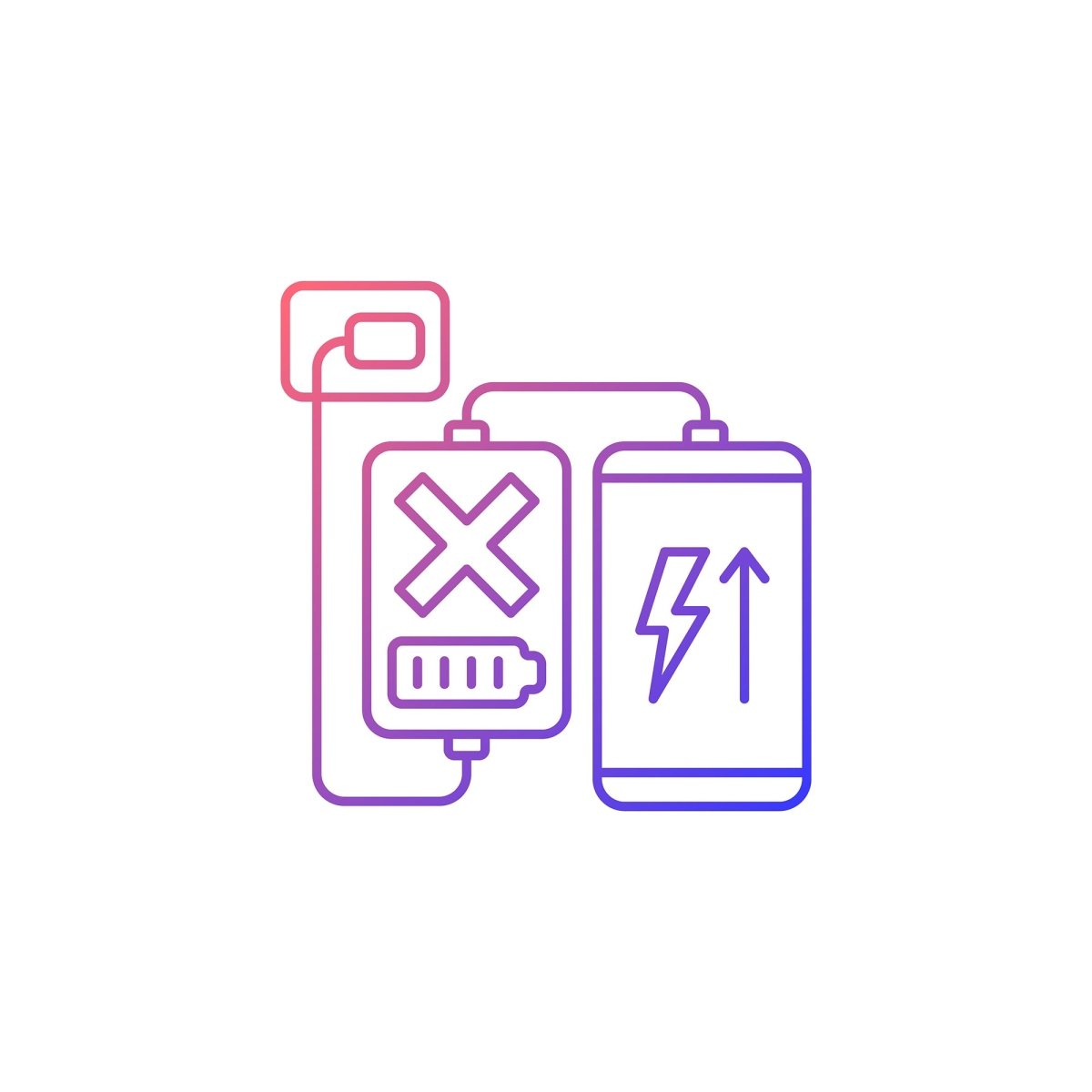 Power bank usage gradient linear vector manual label icons set