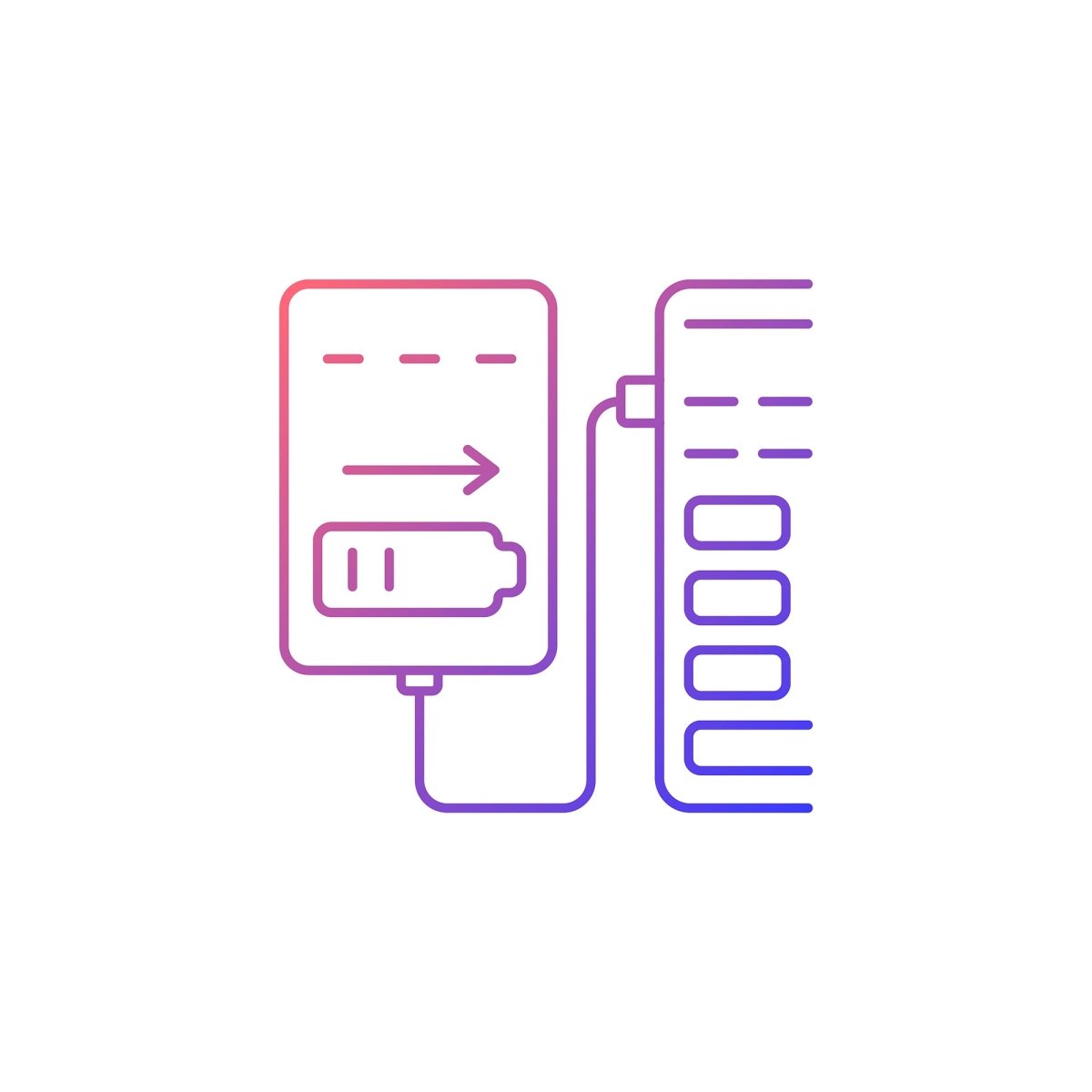 Power bank usage gradient linear vector manual label icons set