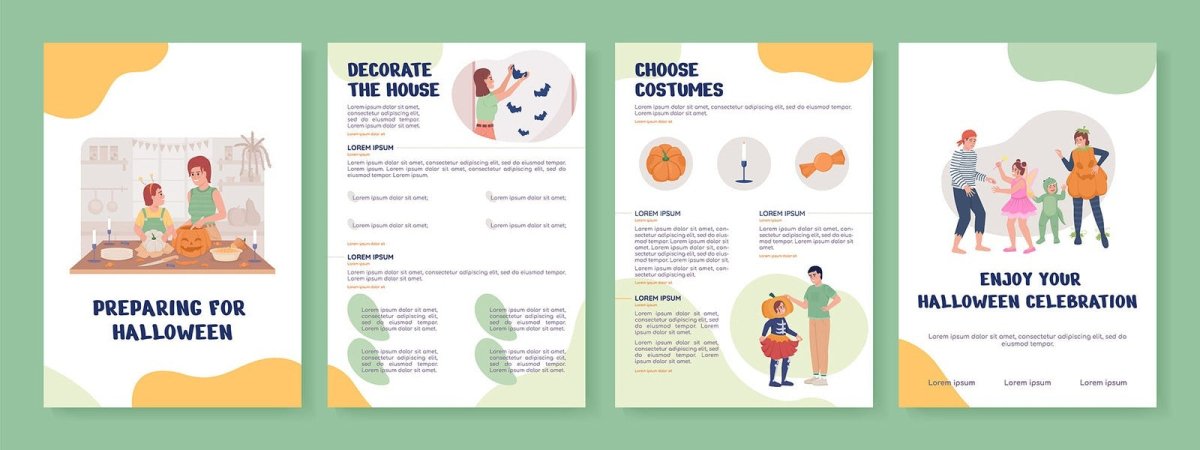 Preparing for Halloween flat vector brochure template