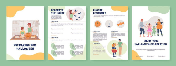 Preparing for Halloween flat vector brochure template