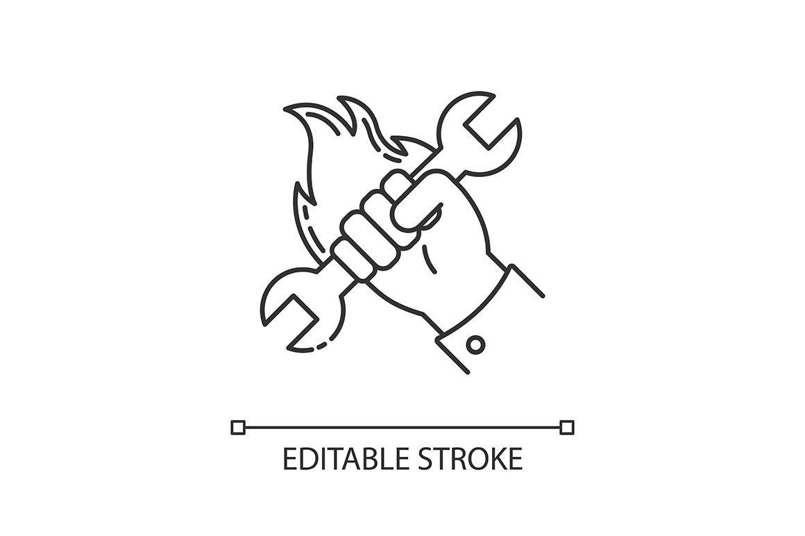 Production process pixel perfect linear icons set