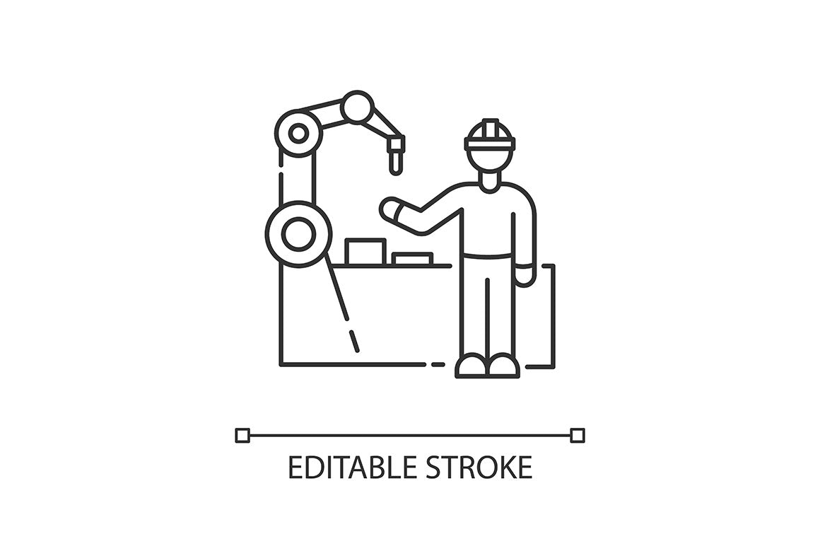 Production process pixel perfect linear icons set