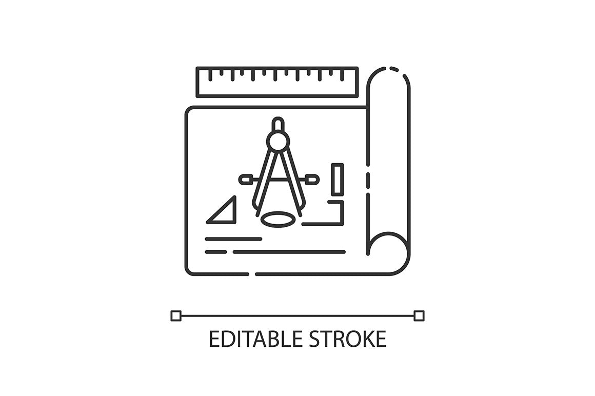 Production process pixel perfect linear icons set