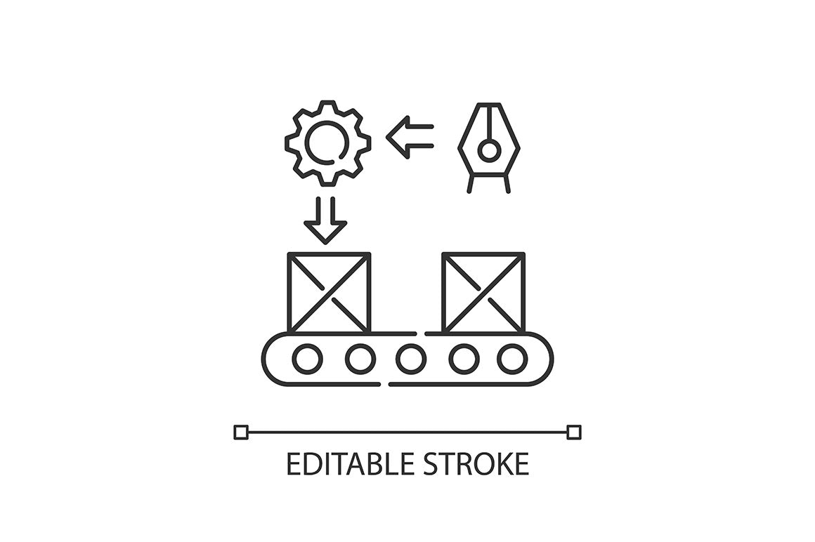 Production process pixel perfect linear icons set