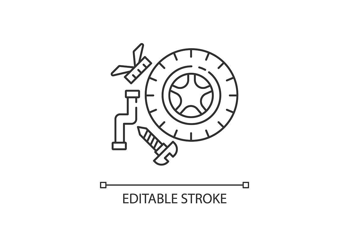 Production process pixel perfect linear icons set