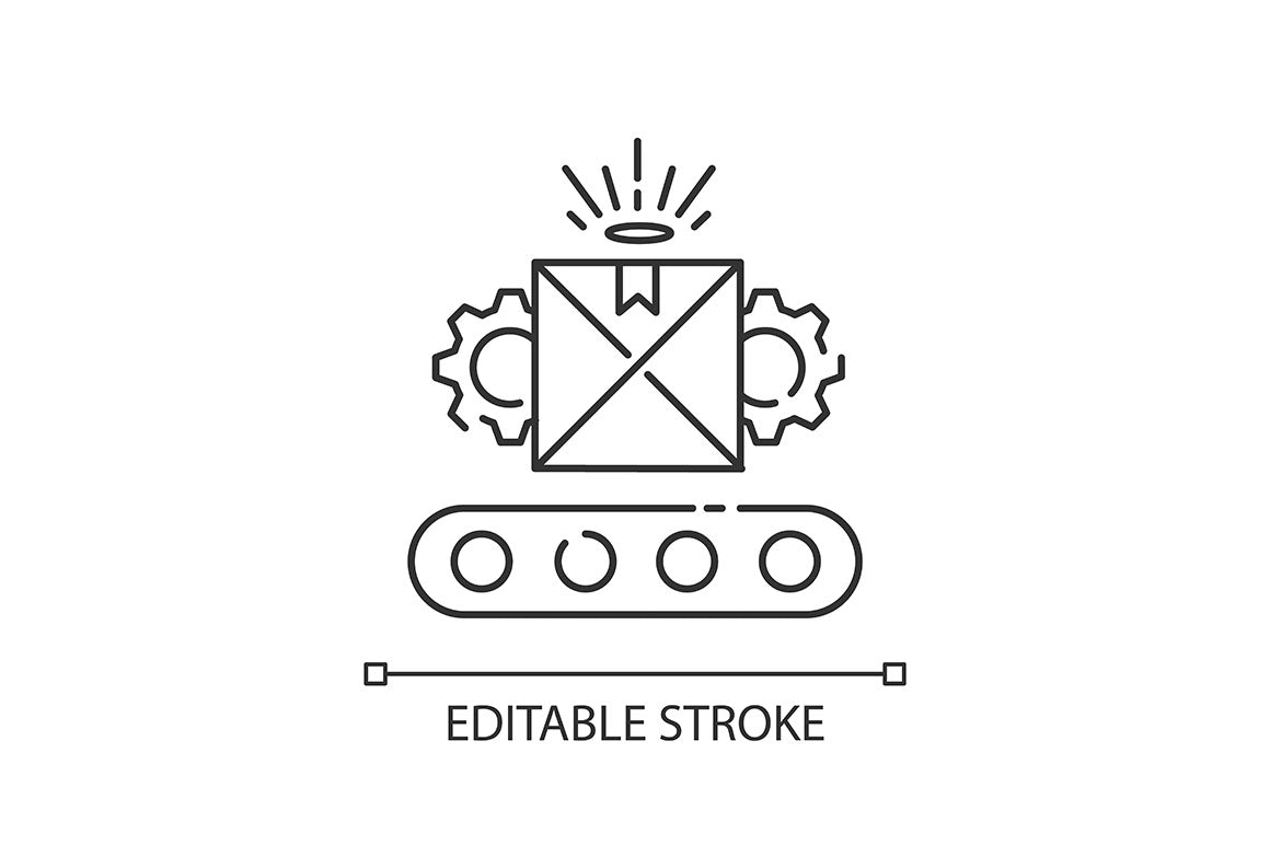 Production process pixel perfect linear icons set