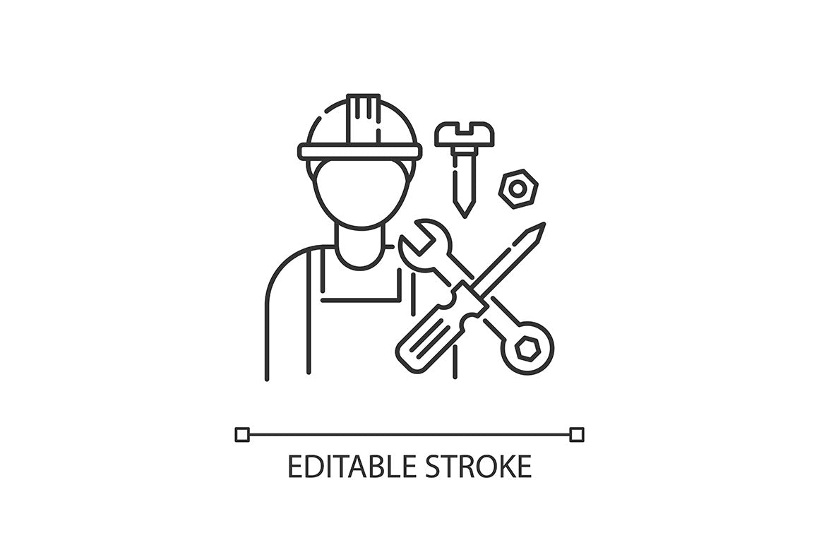 Production process pixel perfect linear icons set