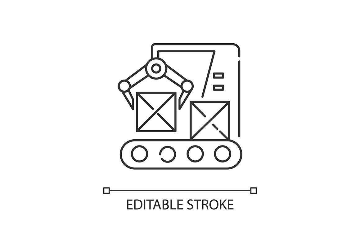 Production process pixel perfect linear icons set