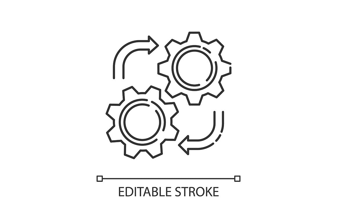 Production process pixel perfect linear icons set