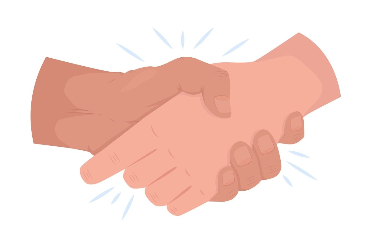 Property purchaser interaction semi flat color vector hand gesture set
