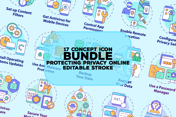 Protecting Privacy Online Icons Bundle