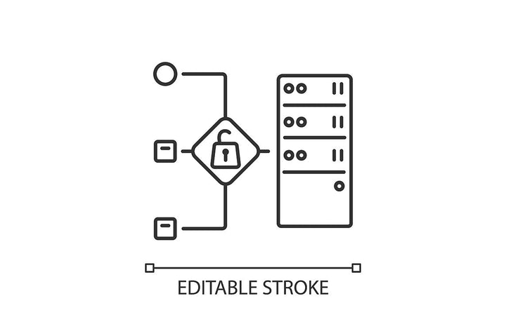 Proxy server linear icons set