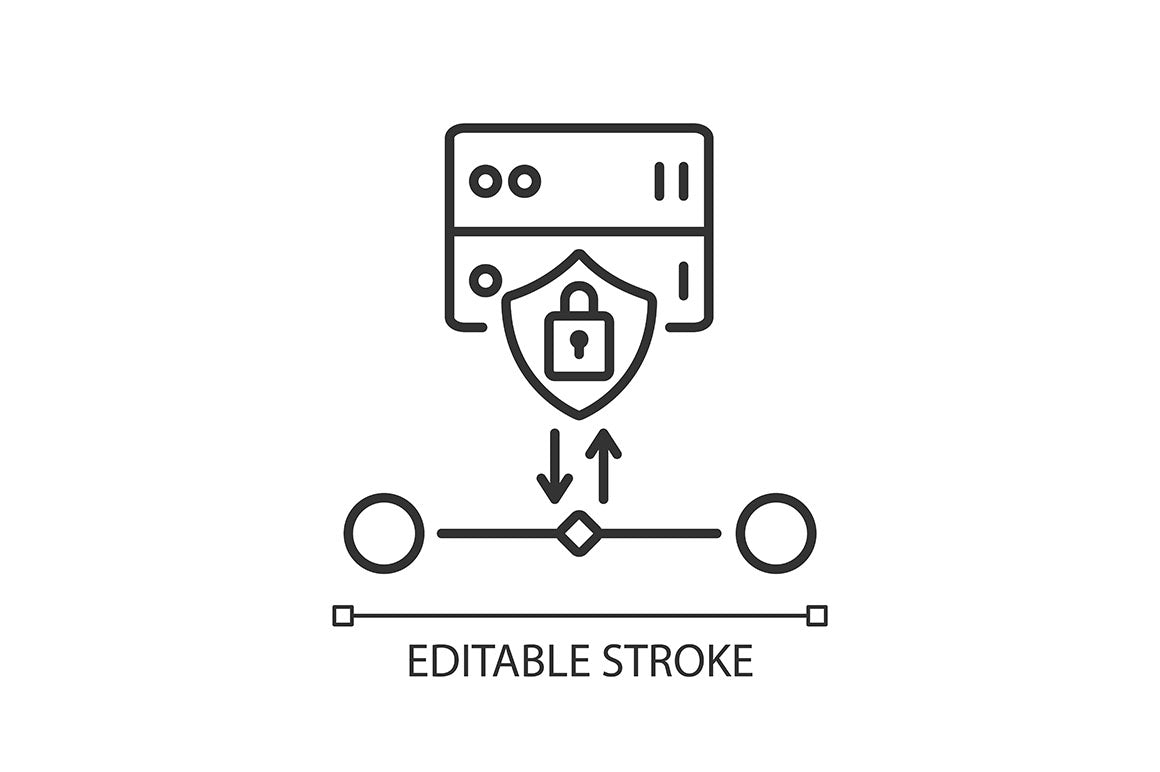 Proxy server linear icons set