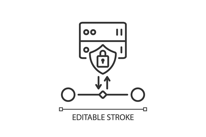Proxy server linear icons set