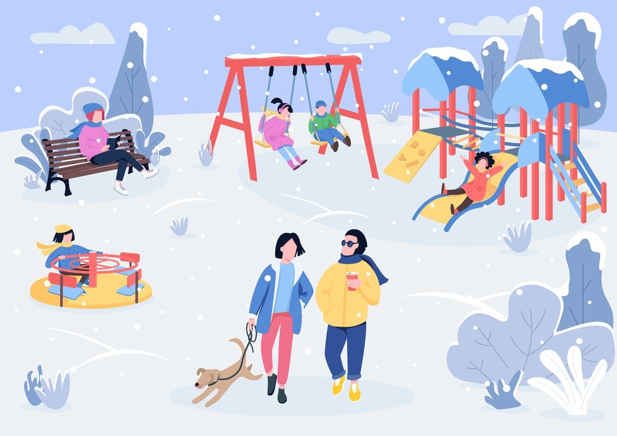 Public park color vector illustration bundle