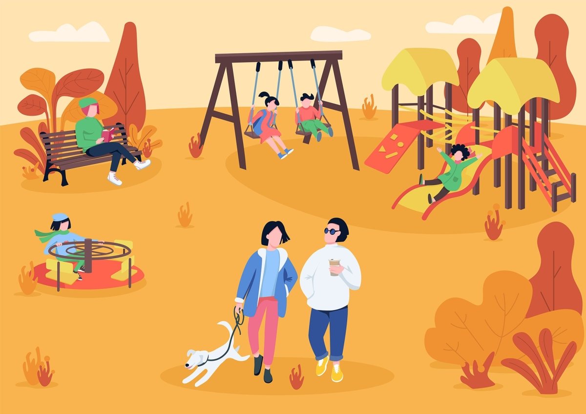 Public park color vector illustration bundle