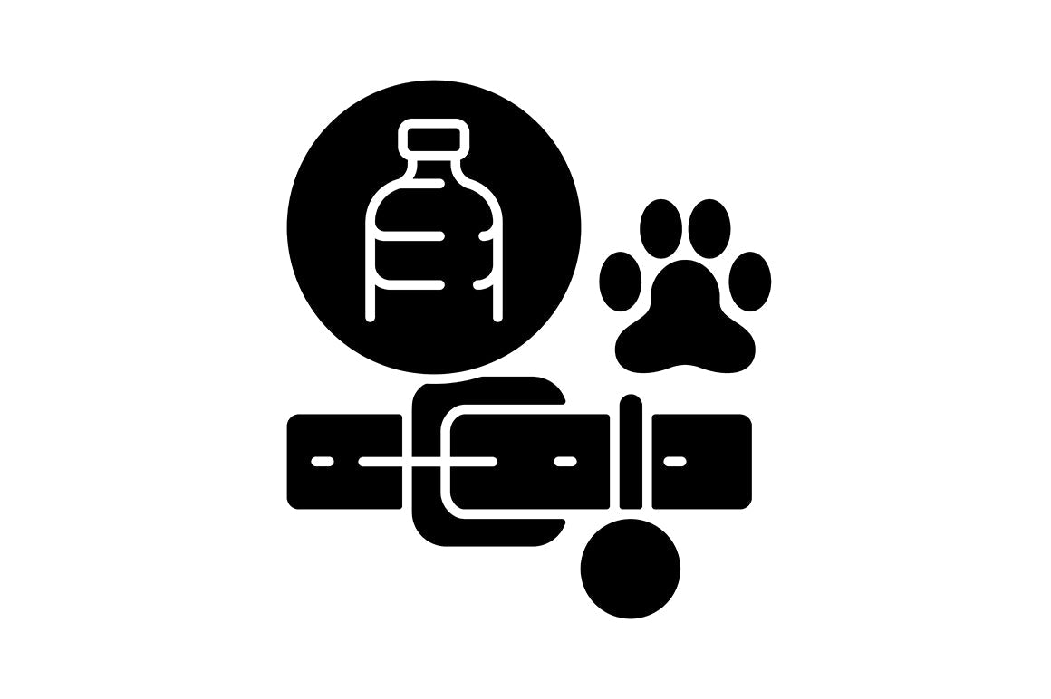 Recycled materials black glyph icons set on white space