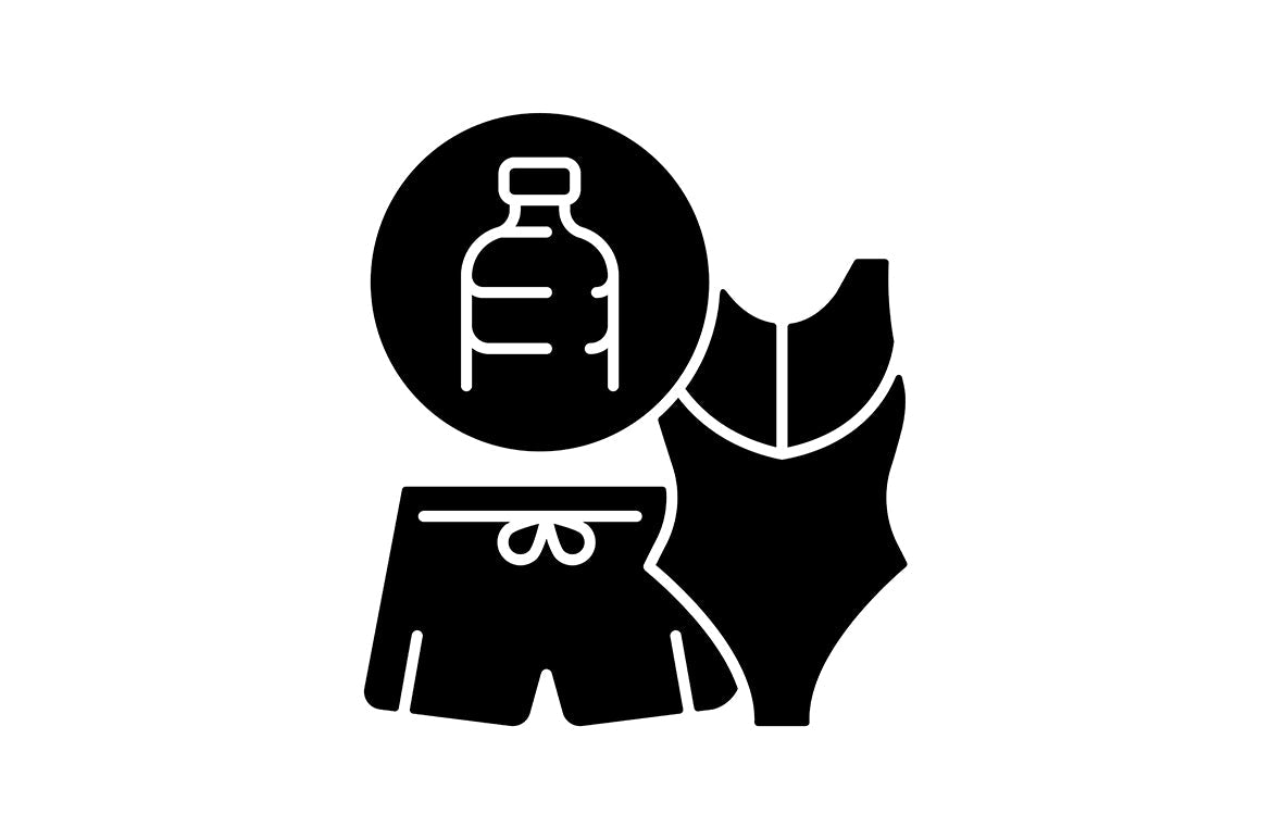 Recycled materials black glyph icons set on white space