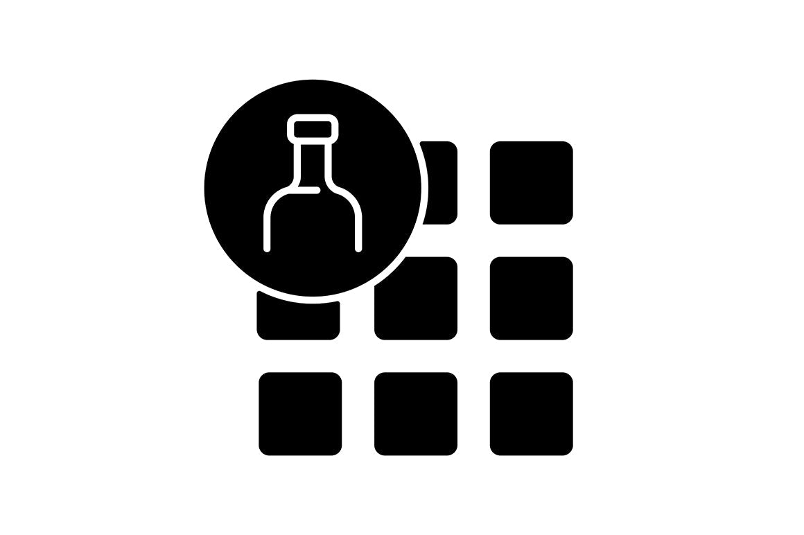 Recycled materials black glyph icons set on white space