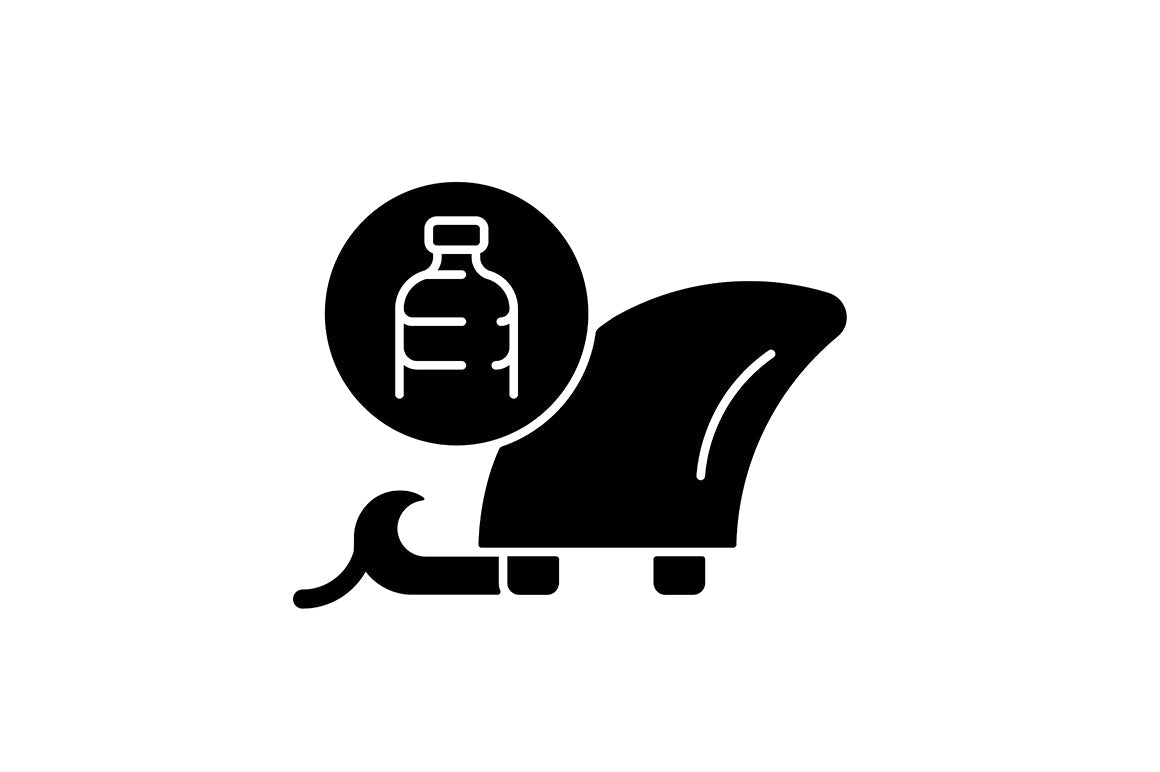 Recycled materials black glyph icons set on white space