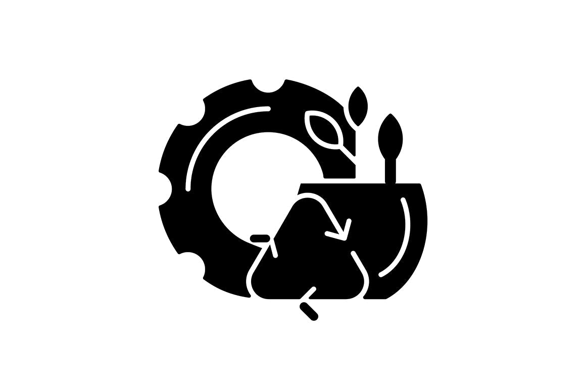 Recycled materials black glyph icons set on white space