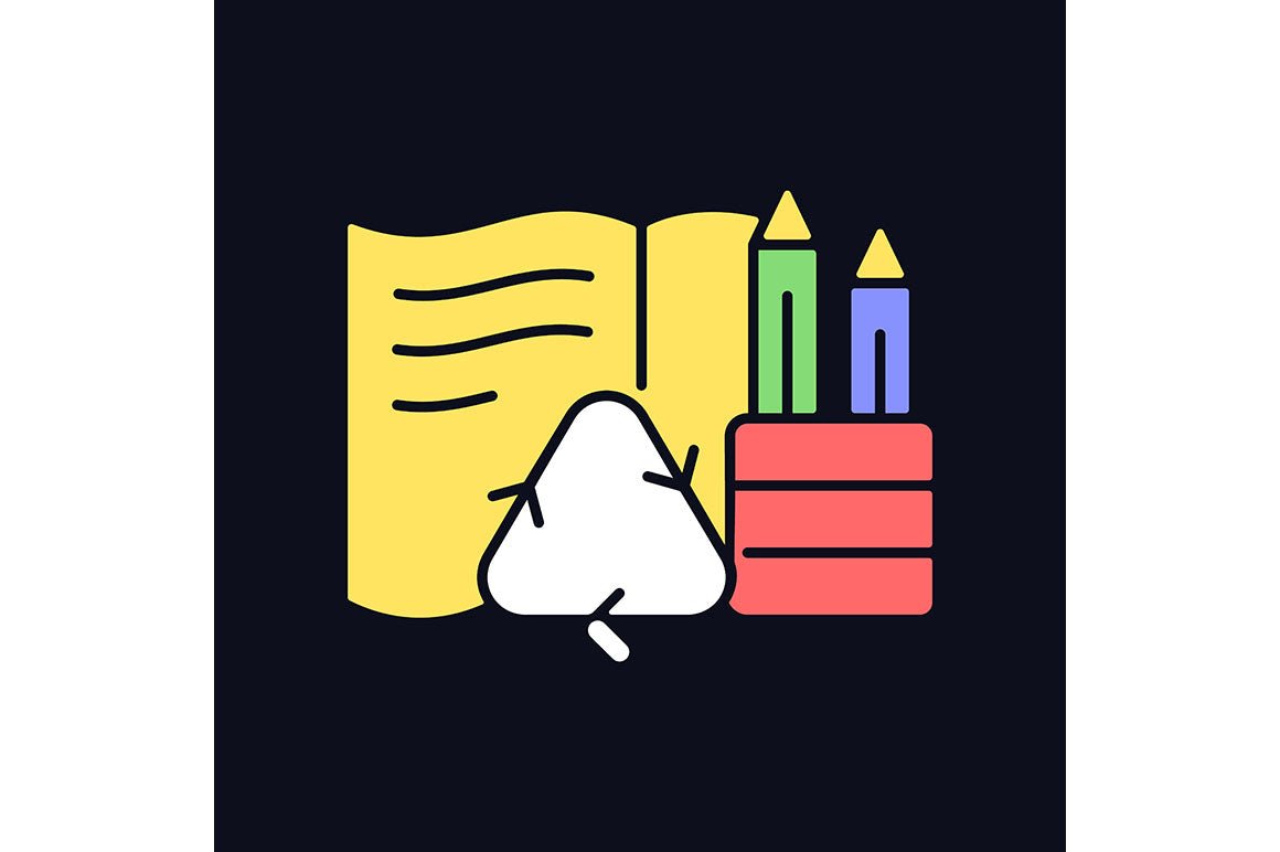 Recycled materials light and dark theme RGB color icons set