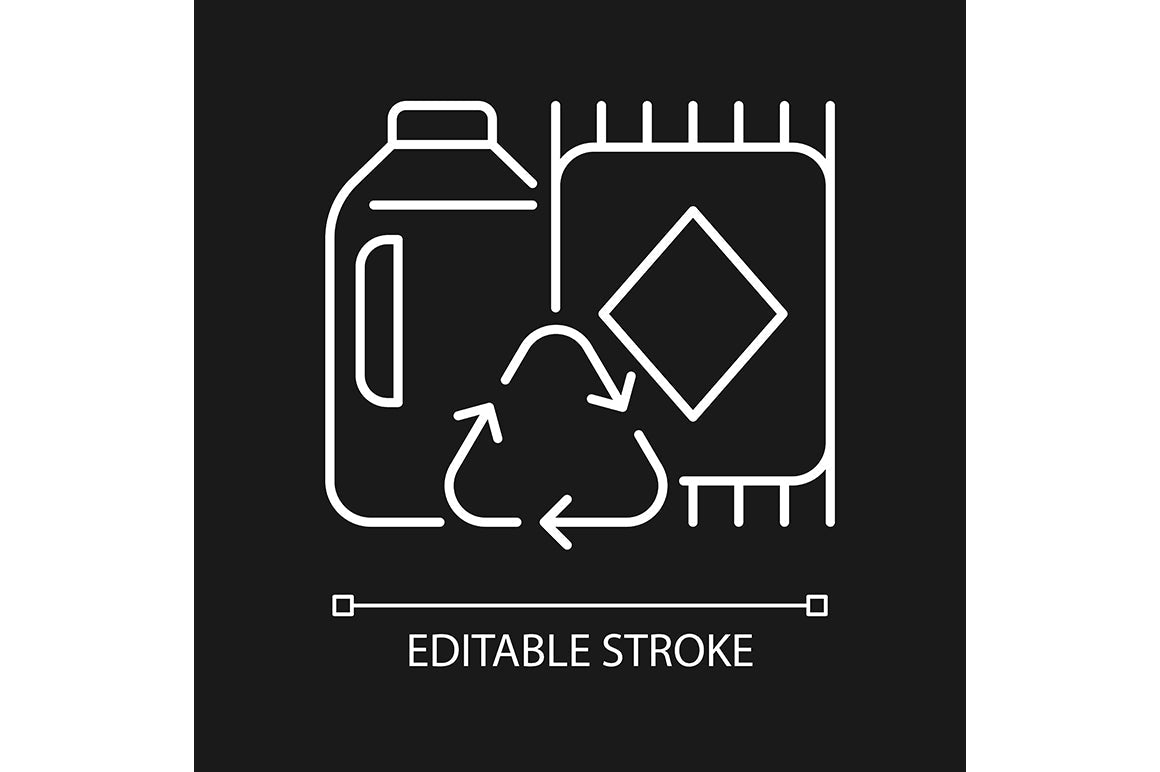 Recycled materials linear icons set for dark and light mode