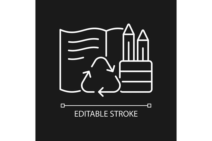 Recycled materials linear icons set for dark and light mode
