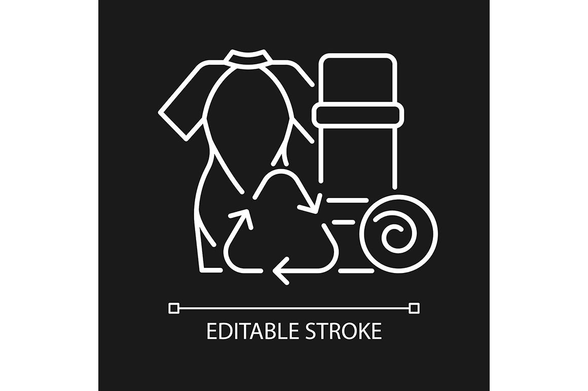 Recycled materials linear icons set for dark and light mode