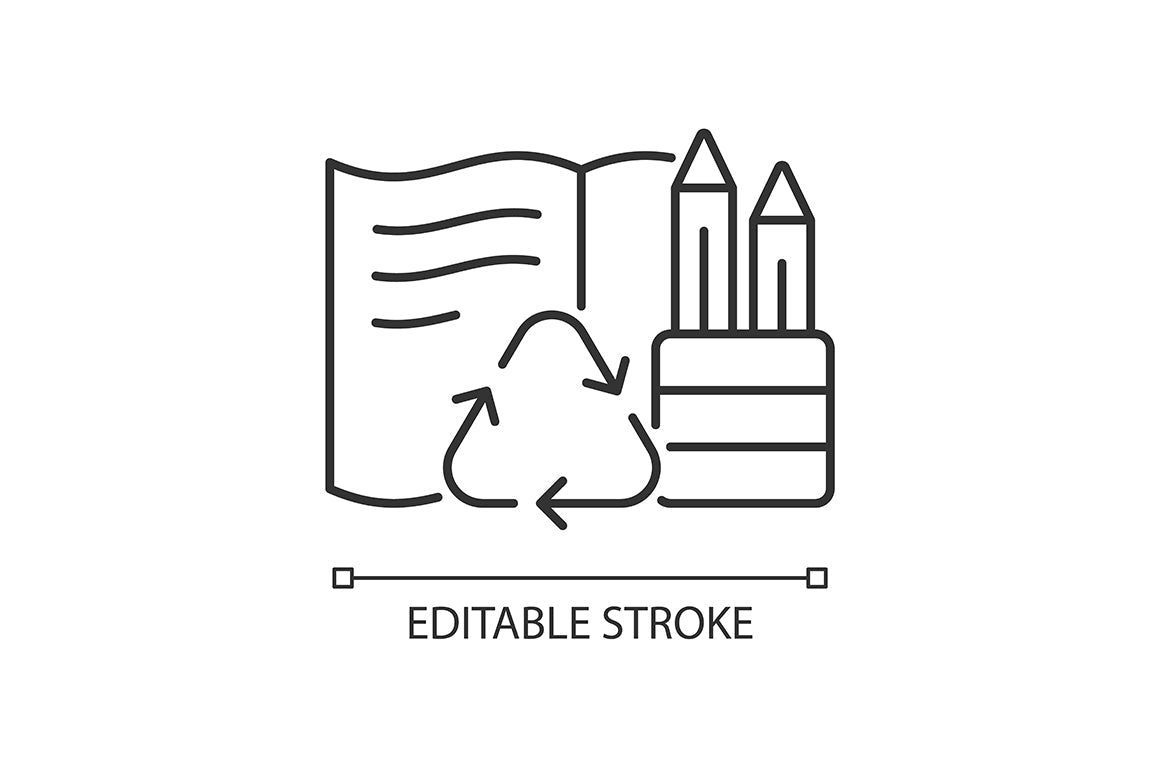 Recycled materials linear icons set for dark and light mode